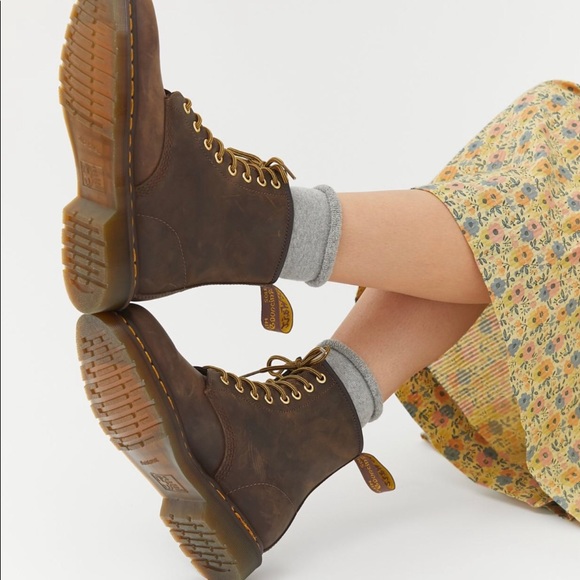 Dr. Martens Brown Combat Boots - Picture 2 of 4